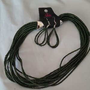 Paparazzi Olive Beaded Necklace and Earring Set
